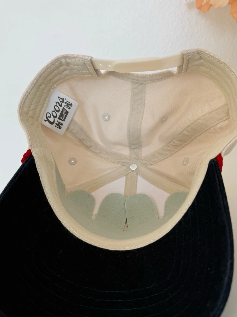 Coors Banquet Embroidered Snapback Hat Cream Navy Red NWT